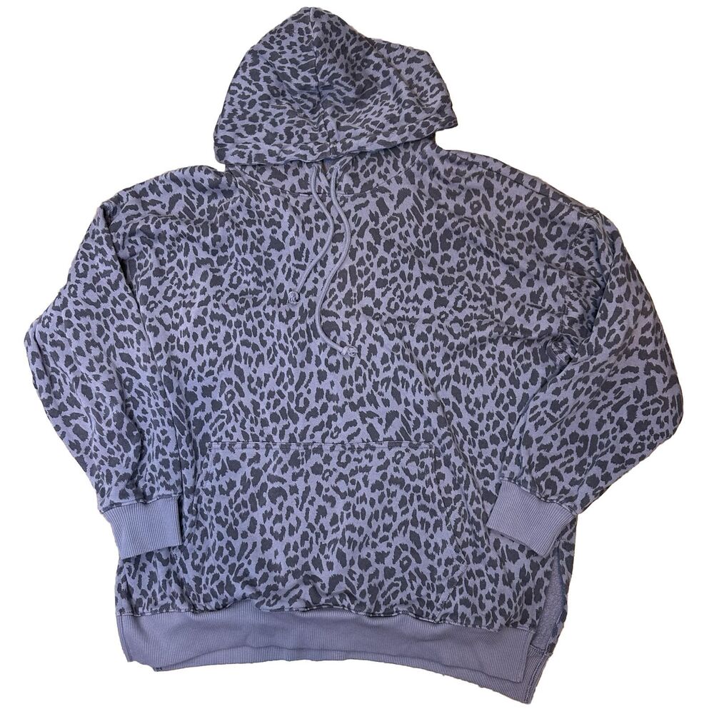 American Eagle Oversized Hoodie SMALL Jegging Fit SOFT Leopard Purple Sweatshirt